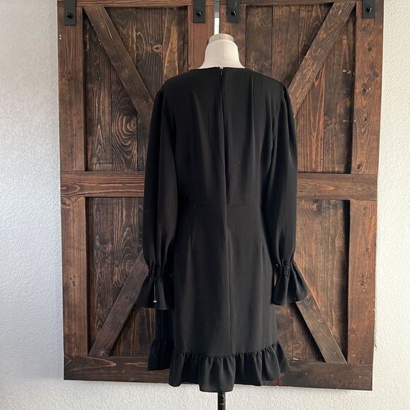 Long Sleeve Round Neck Ruffles Wrap Dresses Party Dress - Picture 5 of 10